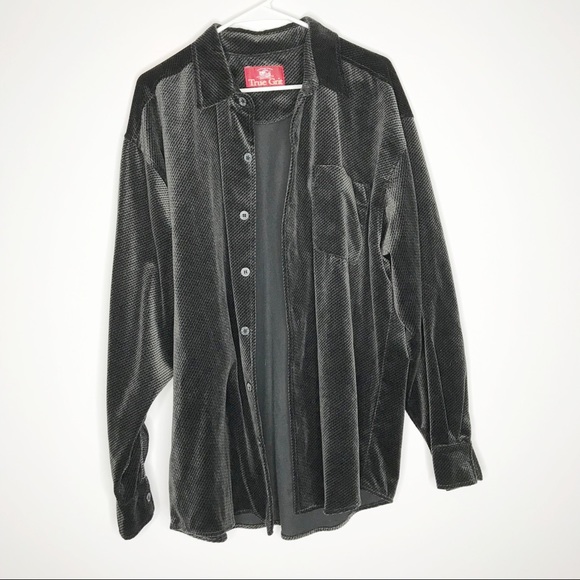 True Grit Velvet Chevron Print Button Down Shirt